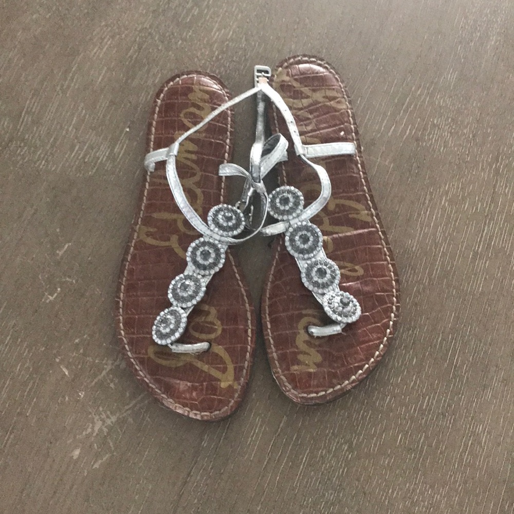 Sam Edelman Silver Jewel Crystal T-Strap Sandals